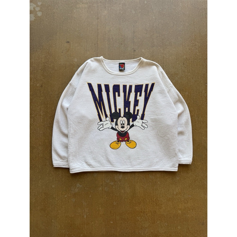 VTG 90s Disney Mickey Mouse Cropped Cotton Heavy Sweater Women's (L)